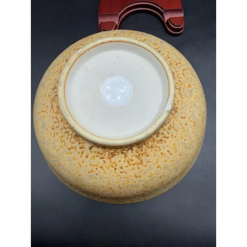 Signed Studio Art Pottery Blue Drip Glaze Serving Bowl 9.5” Hand Thrown 1989